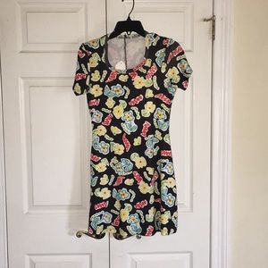 Vintage Floral print s/s fit flare dress Sz M NWOT